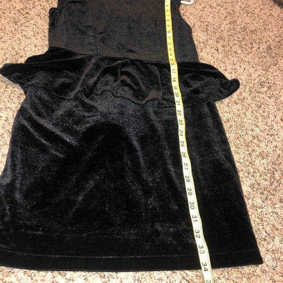 Guess Black Dress - Velvet Peplum Mesh Back Chic - Picture 8 of 11